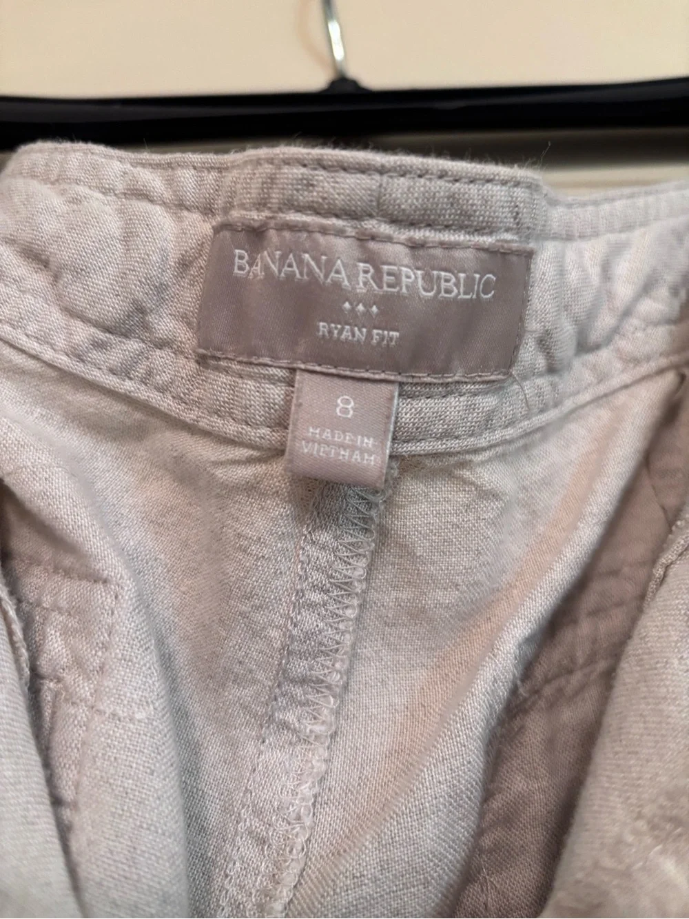 Banana Republic Women's Light Beige Wide-Leg Linen Pants